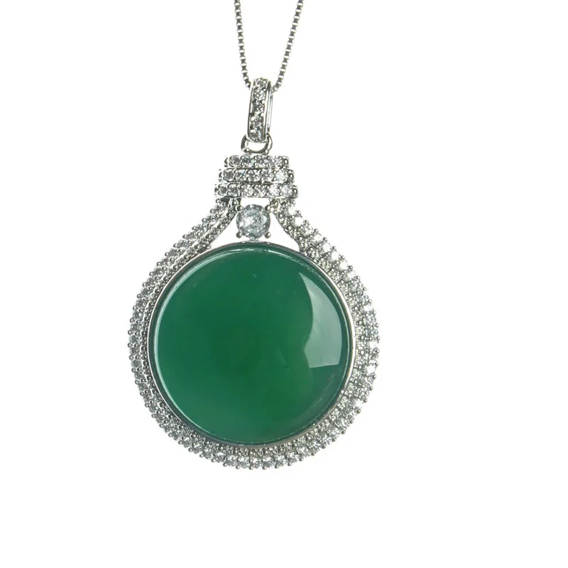 

Подвеска с инкрустацией высоким ледяным зеленым халцедоном, винтажная подвеска из античного золота