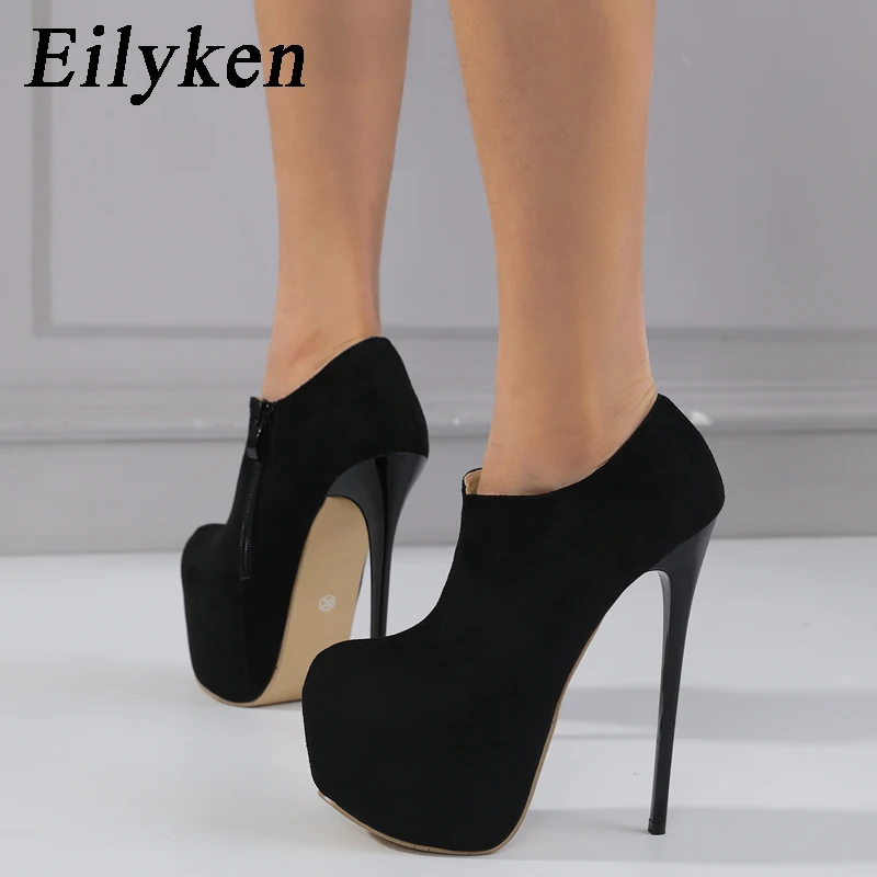 Eilyken SIZE 35-42 Designer Style Zipper Woman Pumps Sexy Platform Super Stiletto High Heels Party Nightclub Female Shoes