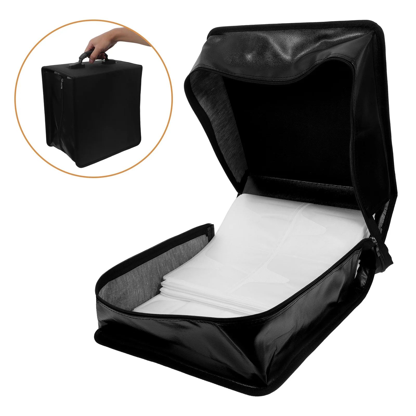 

PU Cd Case 500 Capacity Dvd Organizer Black Large Disc Storage Binder Portable Handle Car Home Travel Dvd Storage Wallet