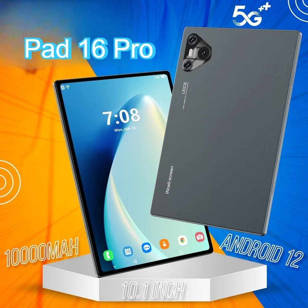 2025 tablettes 16 pro tablette originale 16GB + 1TB Version mondiale Android double carte SIM tablette PC WIFI 10.1 pouces onglet pour enfants cadeaux