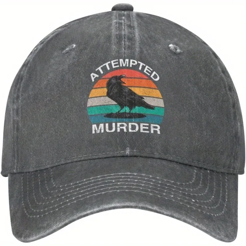 Attempted-Murder-Crow-Vintage-Washed-Baseball-Cap-Adjustable-Cotton-Curved-Brim-Casual-Hat