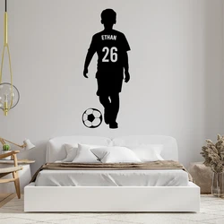 Athlete Wallpaper Boys Room Sports Football Custom Name and Number Football Vinyl Decal Personalized Mural   DZ-106