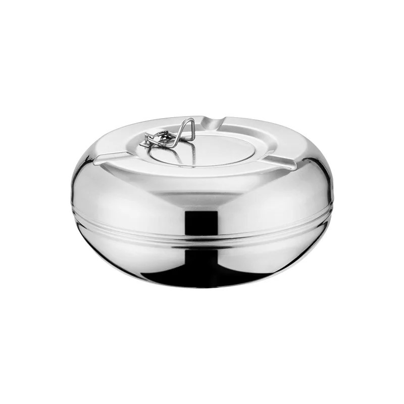 Round Windproof Ashtray Large Size Stainless Steel Ashtray with Lid Cigarette Accessories