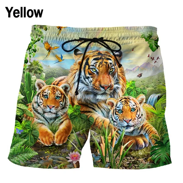 Pantalones cortos con estampado 3d de animales para hombre y mujer, Shorts deportivos informales con estampado de tigre