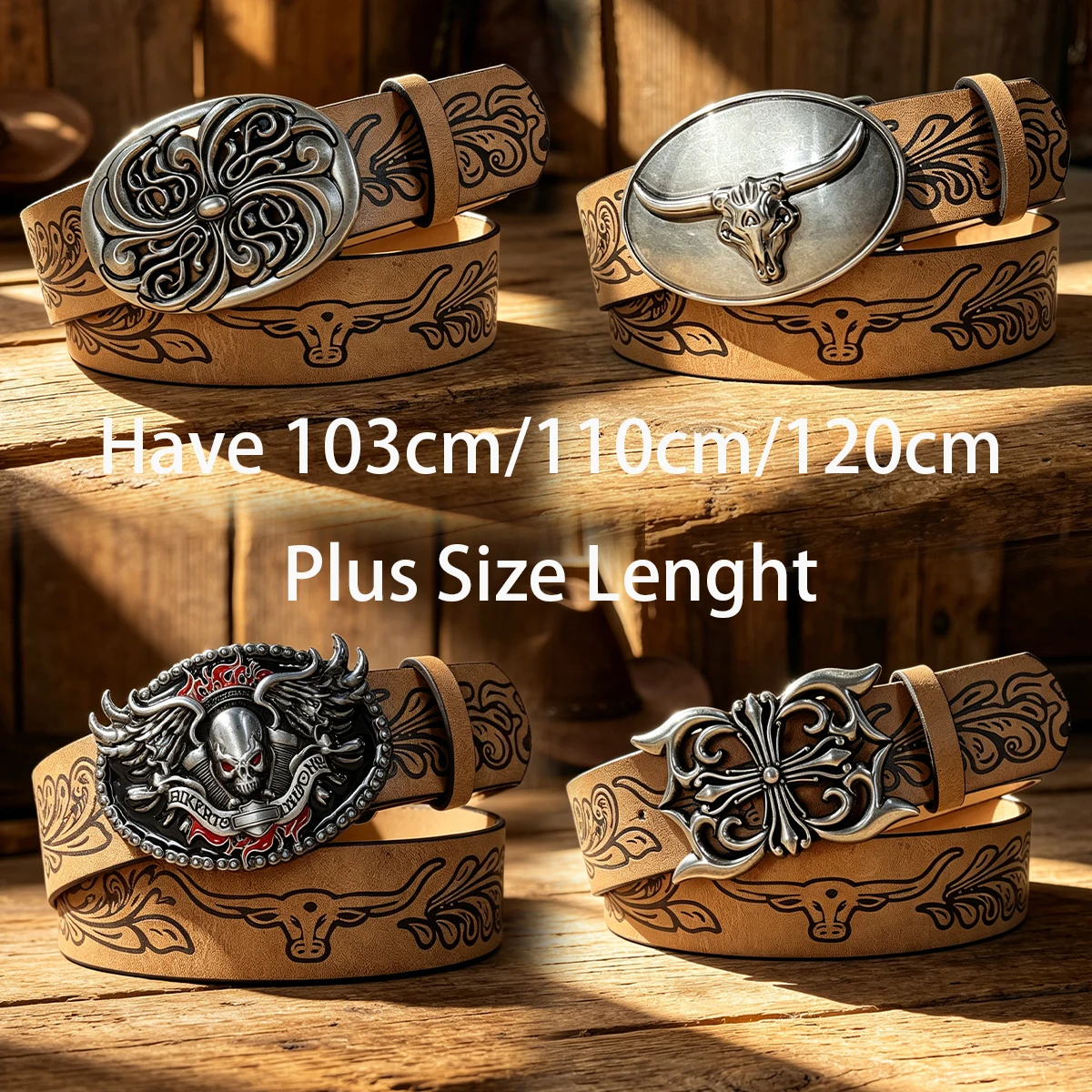 Retro Men's Women's Belt Western Cowboy Fashion Personalized Belt Plus Size Punk Rock Y2K Big Belts For Jeans Dress Casual Wear