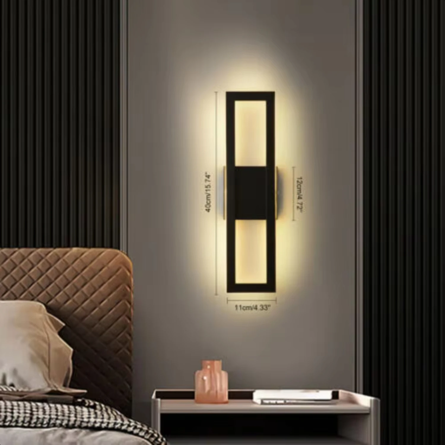Interior Modern Wall Mounted Lights, Long Wall Light, sala de estar, garagem, 19W, 15,74 polegadas, 3 cores