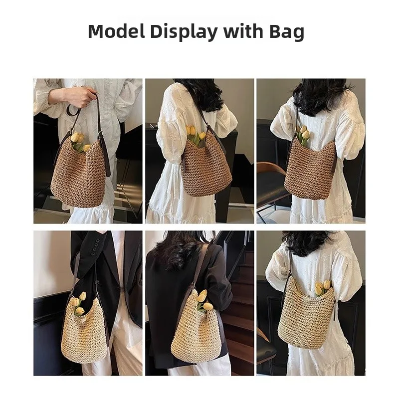 

Large Capaci St Woven Tote Bag Women's Crossbody Basket Sle Casual Summer 2025 New Sle Hollow out Design Handbag