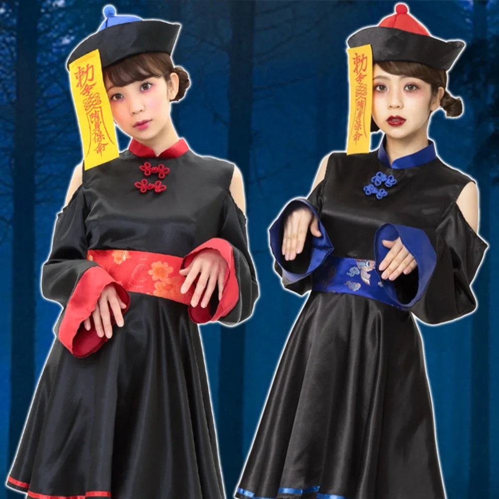 New Adult Female Chinese Retro Vampire Ghost Bride Zombie Cosplay Dress Halloween Party Women Zombie Cosplay Costumes