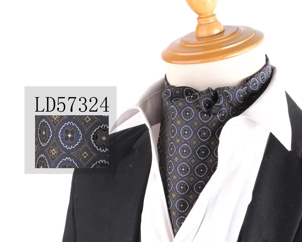 الجاكار الأزهار بيزلي الكاجو التعادل الزفاف الرسمي Cravat أسكوت Scrunch الذاتي البريطانية شهم البوليستر رابطة عنق للرجال الفاخرة