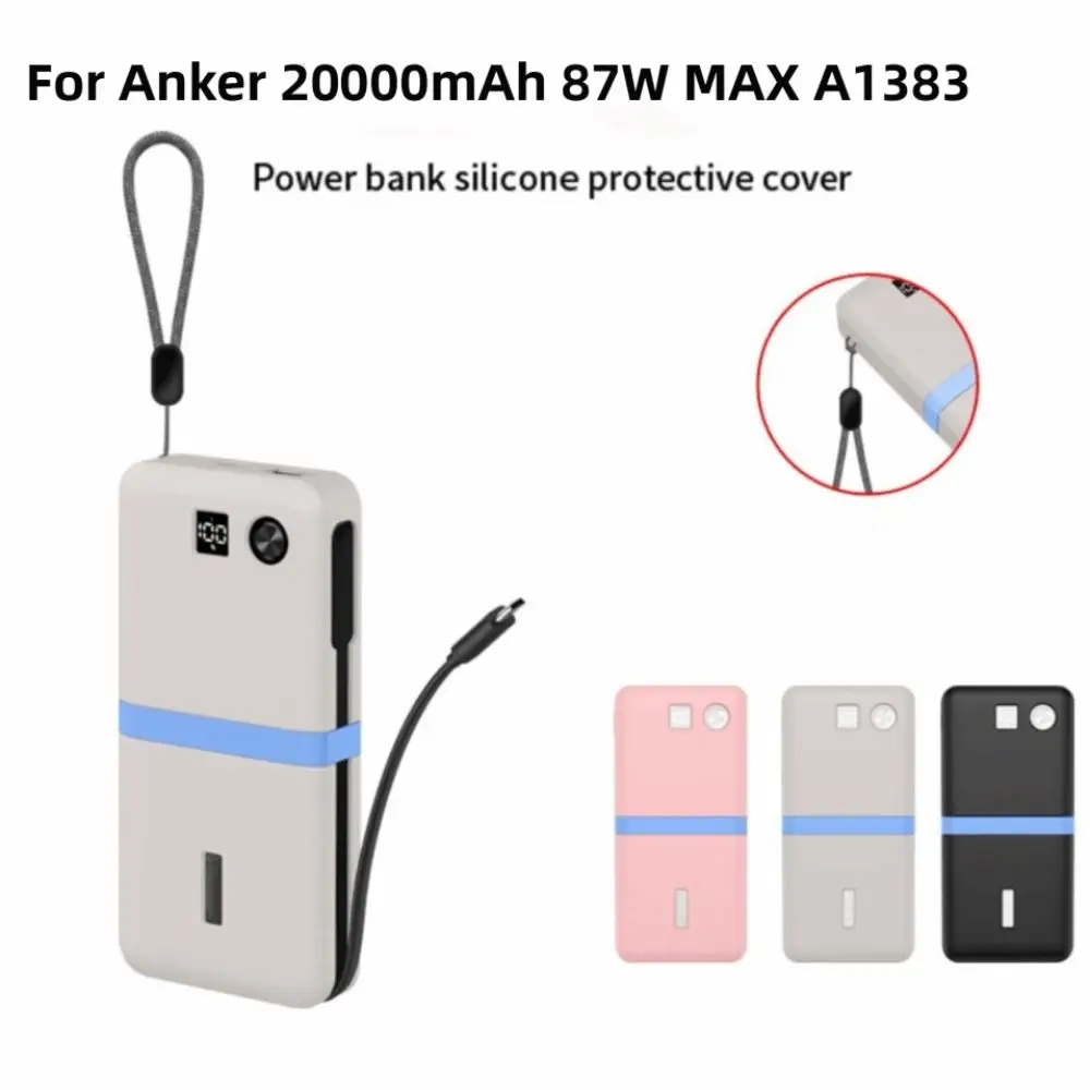 Silicone Portable Charger Protective Case Anti Drop A1383 Carrying Organizer Bag Shockproof Soft for Anker 20000mAh 87W