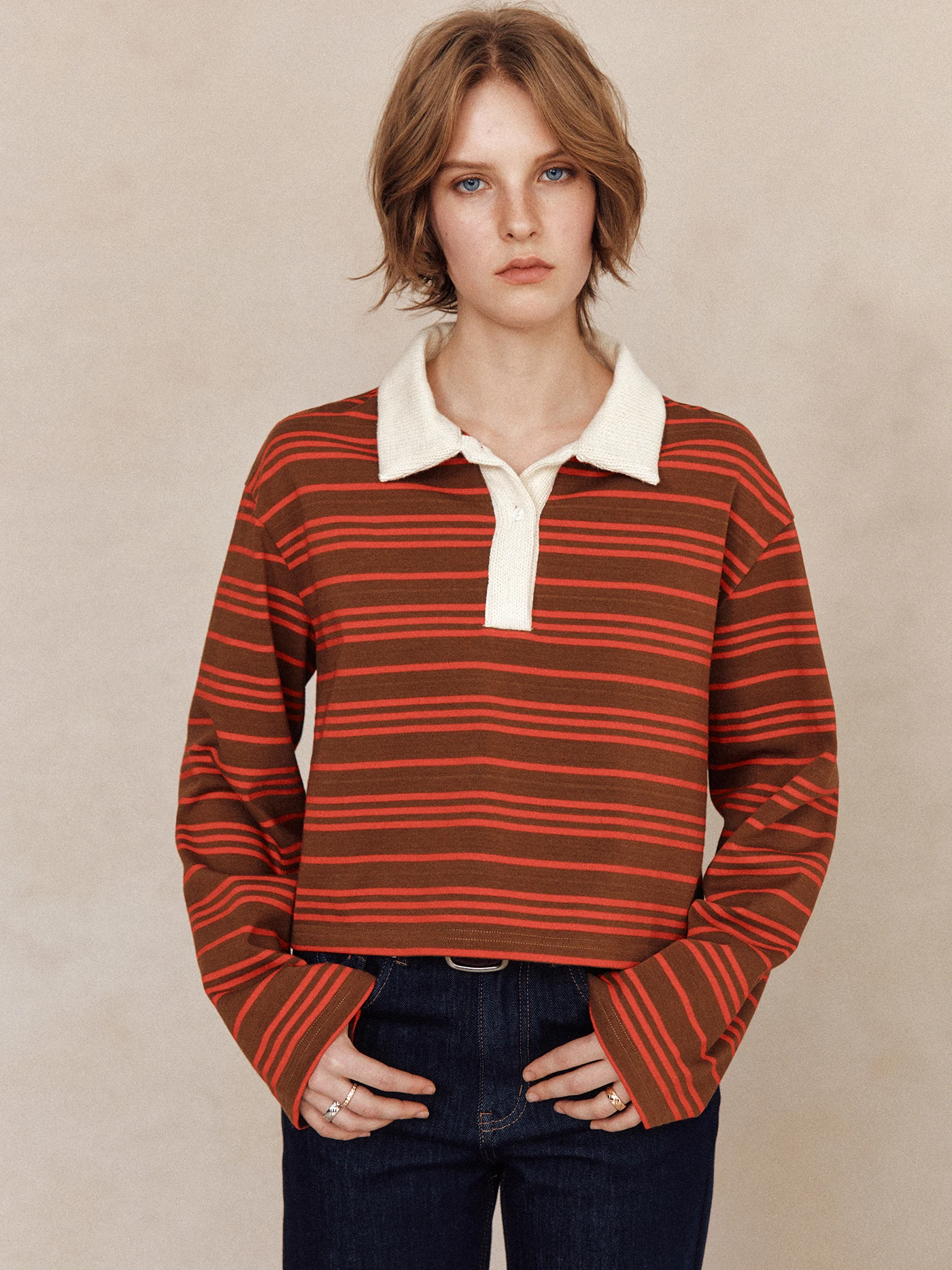 

High-ammage Combed Cotton Ne Striped Knitwear T-irt Vintage Preppy Sle Base Layer Comfortable Breathable Women's...