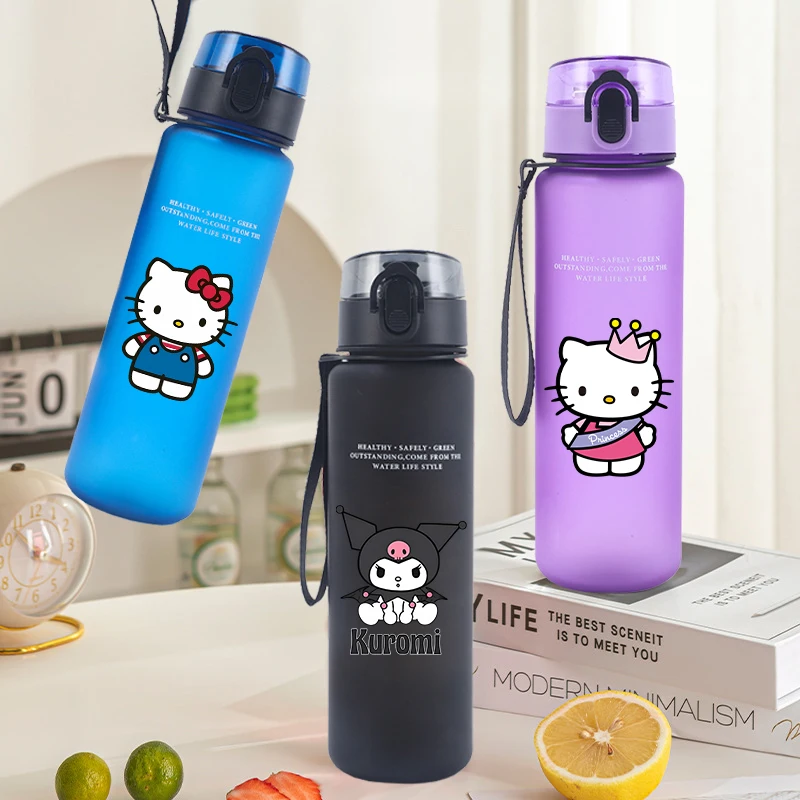 650ml sanrio olá kitty garrafa de água moda portátil chaleira esportiva bonito cor sólida y2k impressão portátil esportes viagem jarro presentes