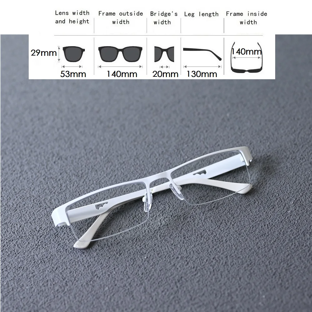 Cubojue White Reading Glasses Men Women Semi Rimless Eyeglasses Frame Male Alloy Spectacles for Prescription Anti Blue Ray