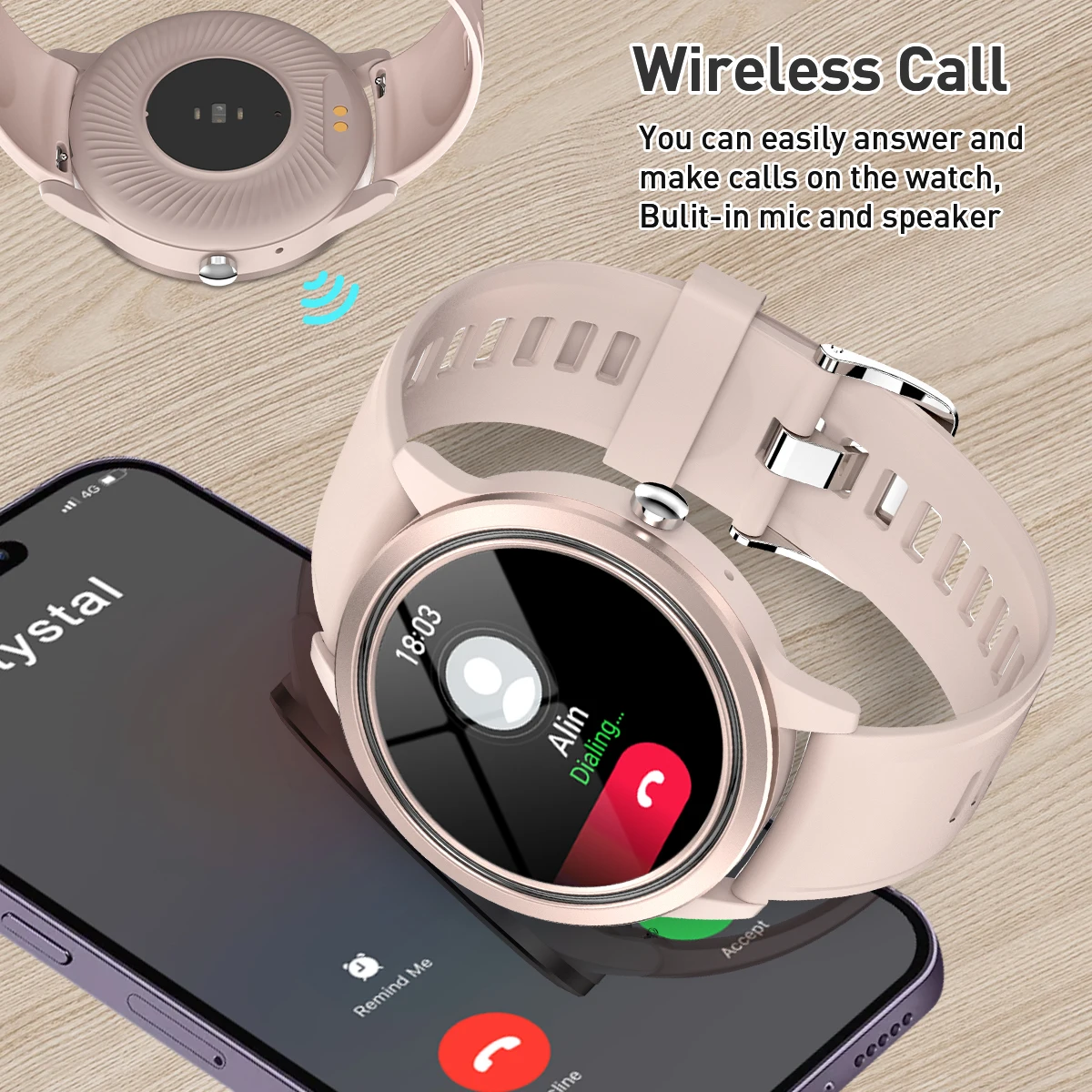 Lige-Xiaomi-Androidを搭載した女性用スマートウォッチ,360x360 HD画面,心拍数モニタリング,カスタムダイヤル,Bluetooth通話,新しいファッション