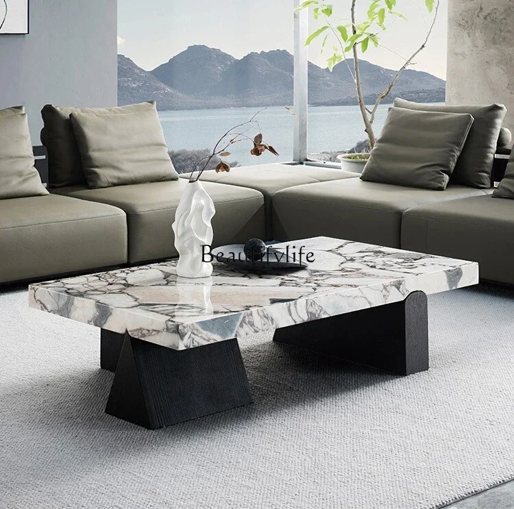 

3Modern Light Luxury Marble Surface Coffee Table Set Italian Minimalist Side Table