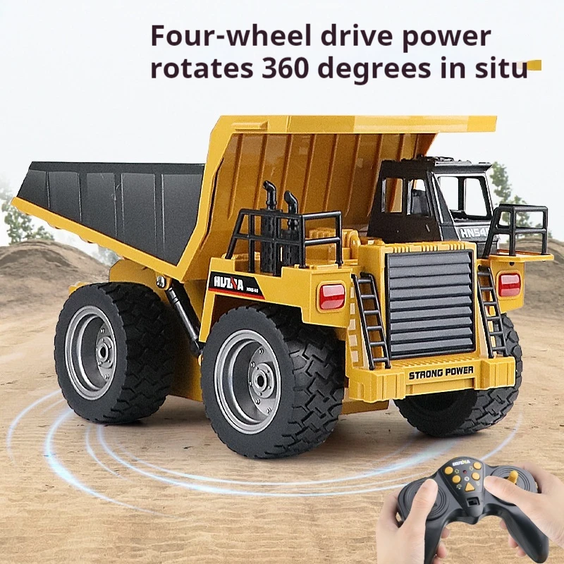 Huina 533d Authentic 9-Channel 2.4g Remote Control Electric Alloy Dump Truck Children'S Engineering Car Remote Control Toy Car