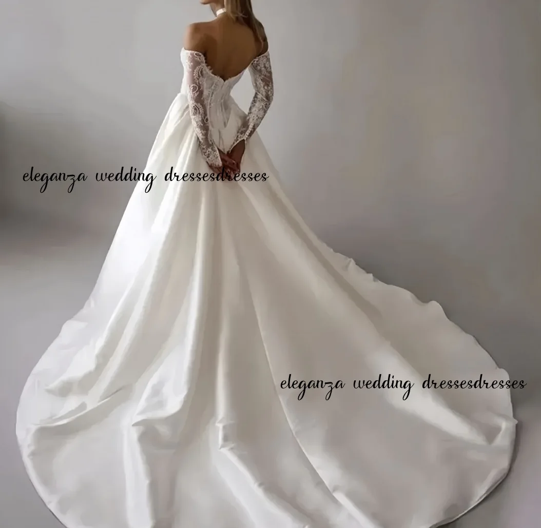 Customized Gorgeous wedding dress, lace sweetheart collar, long-sleeved puffy dress, Retro wedding dress Vestidos De Novia