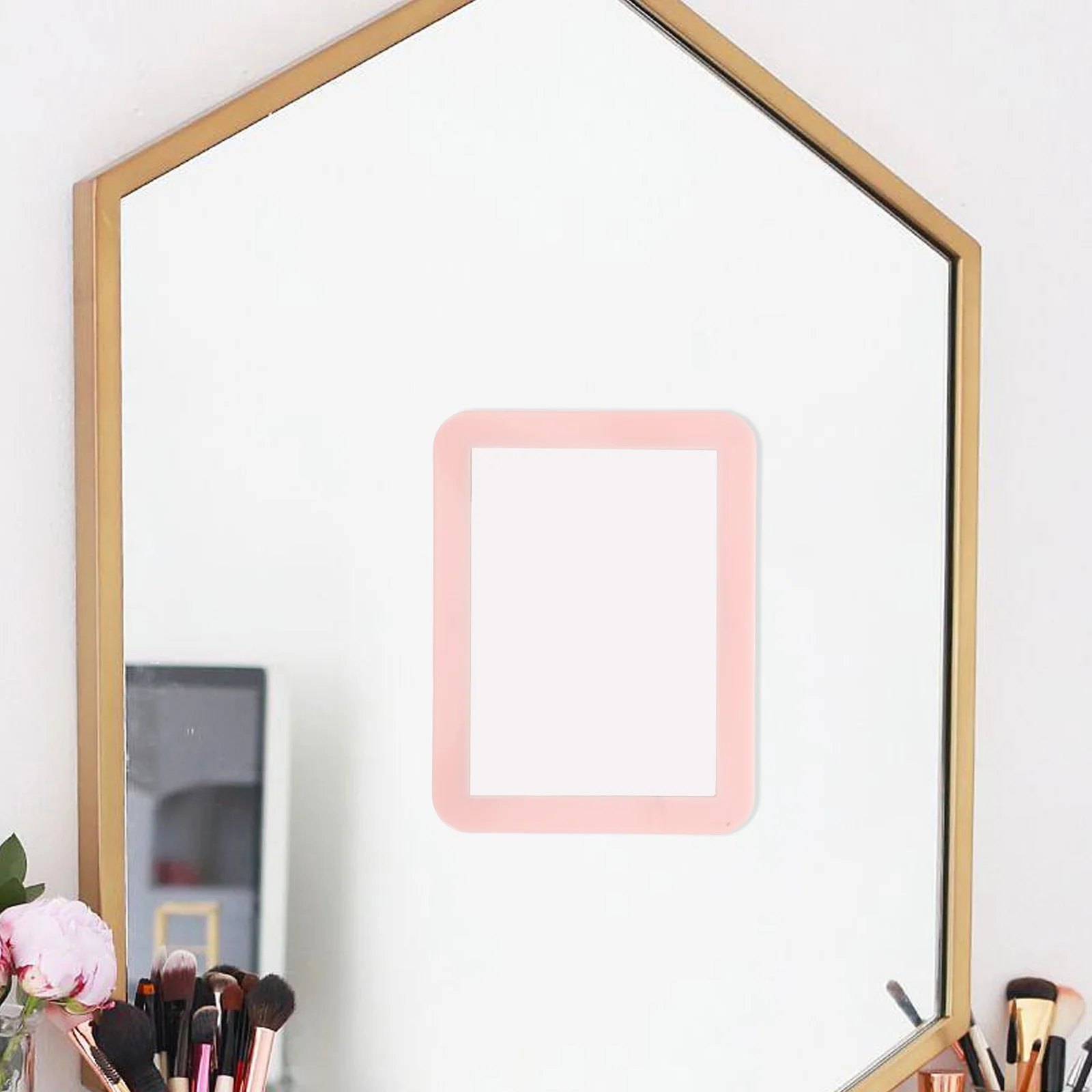 Plastic Magnetic Makeup Mirror Rectangular Multi-purpose That Can Be Attached to The Iron Cabinet (pink) for Home Locker