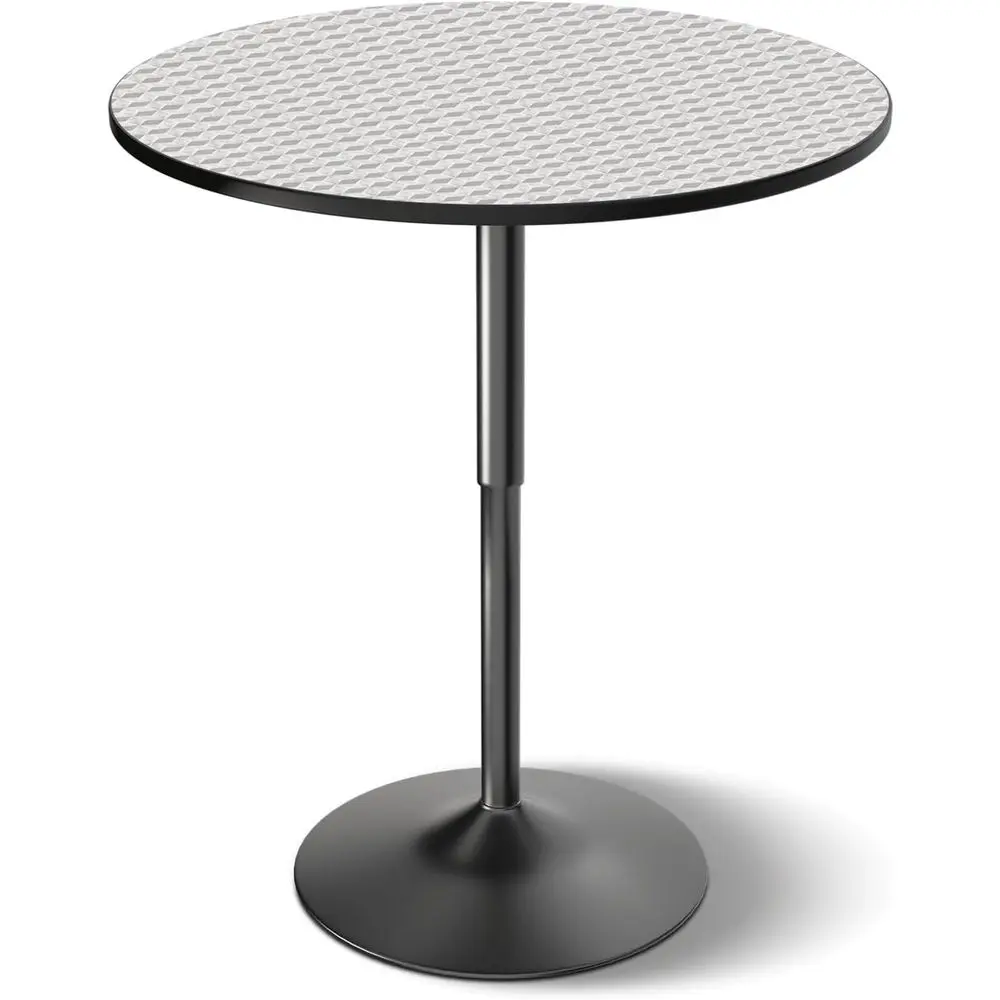

Adjustable Height 31.5 Round Pub Table, 27.5-36, Suitable for Bar, Dining, Patio, Silver Metal Base