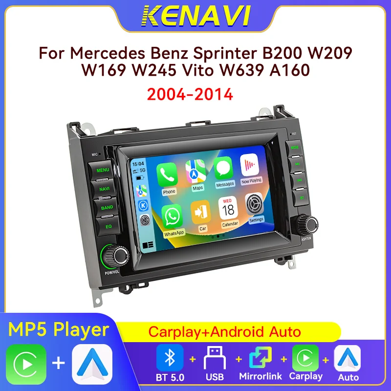 Car FM Radio For Mercedes Benz Sprinter B200 W209 W169 W245 Vito W639 A160 B200 Carplay Android Auto Multimedia Player Head Unit