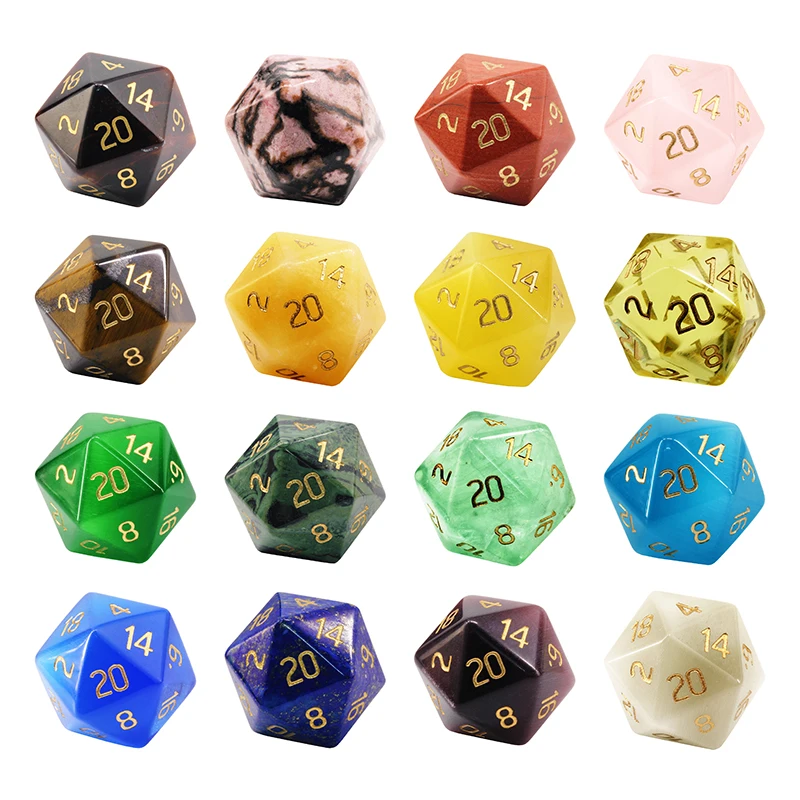 Natural Stone D20 Dice Dungeons&Dragons Cthulhu Dice DND COC Board Game Dice Gem Beads RPG Dice Personalized Gifts for Him