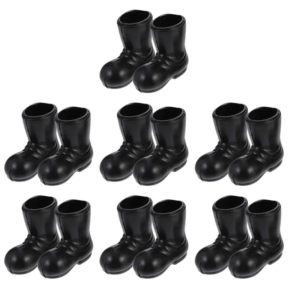 

7 Pairs Christmas Boots Mini Santa Shoes Model Dollhouse Accessories Decorative Claus Mens Black Things Manual Miniature Props