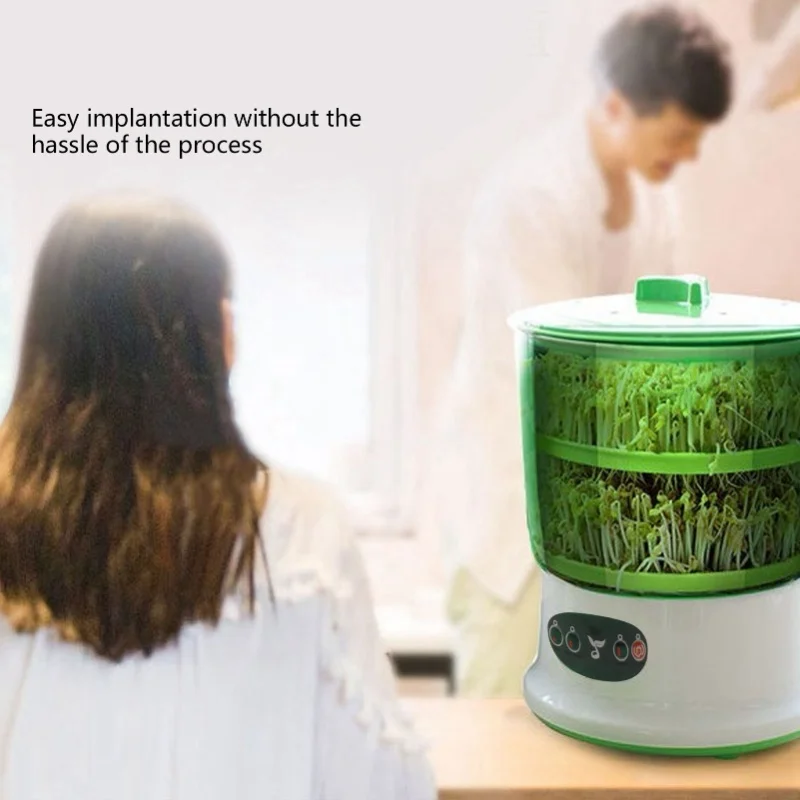 2 Layer Intelligent Automatic Seed Sprouter Bean Sprout Maker Germination Machine For Home Kitchen
