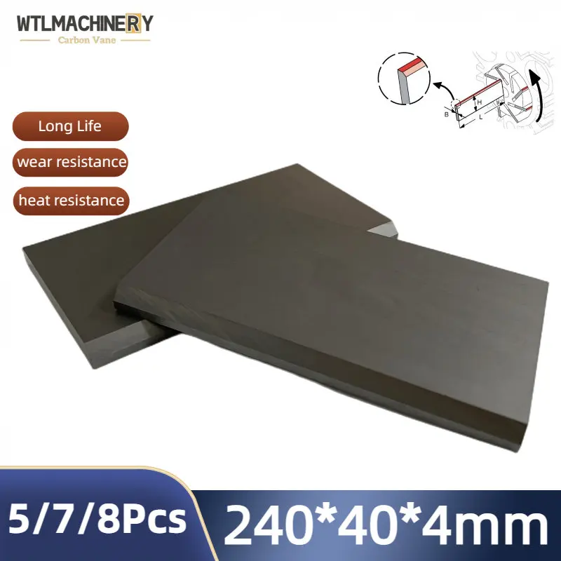 240x40x4mm Carbon Vanes Graphite Sheet For Vacuum Pump Carbon Blade Suit For Air Pump 5/6/8 Pcs