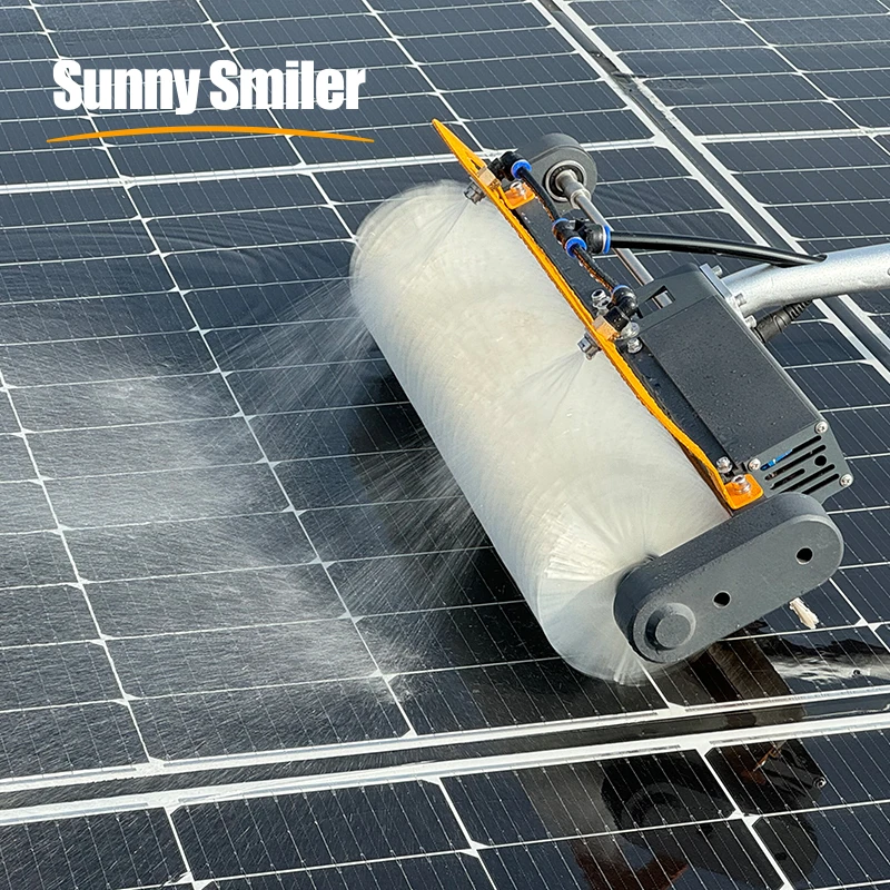 

Sunnysmiler Solar Panel Cleaning Rotating Brush Kit Equipment Machine Cleaner Robot With Water Fed Telescopic Pole