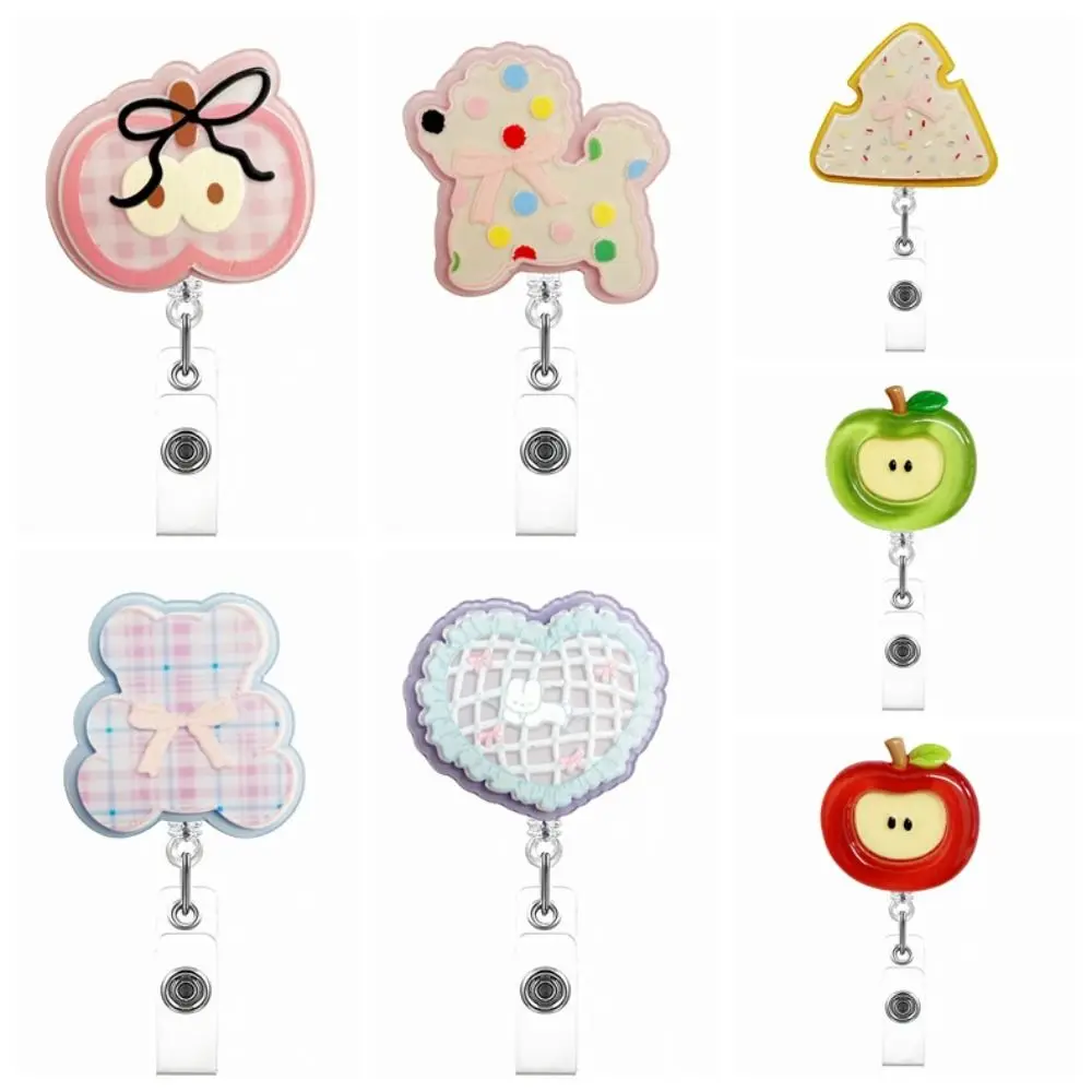 Acrylic ID Badge Holder Retractable Alligator Clip Badge Reel Clip Telescopic 360 Rotating Nurse Badge Reel Crocodile Buckle