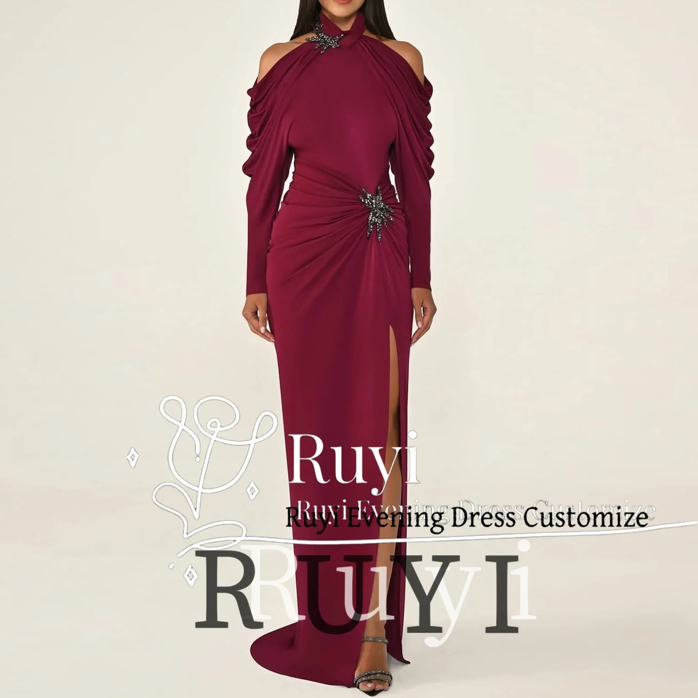 

Роскошные плиссированные вечерние платья с вырезом из бисера по индивидуальному заказу, 20200, женское свадебное элегантное вечернее платье с длинными рукавами, платье для выпускного вечера