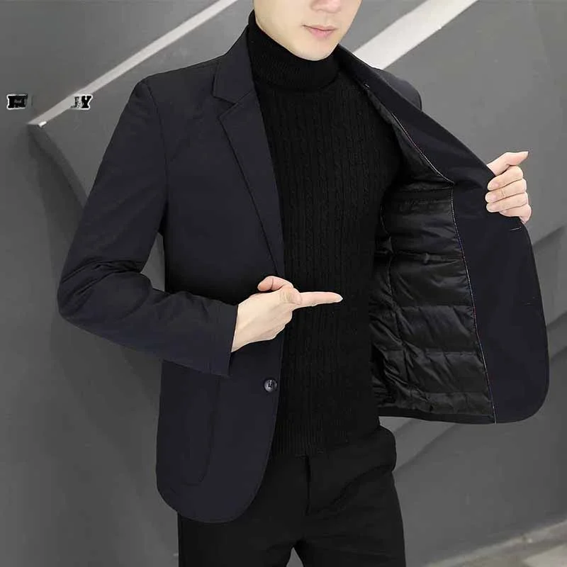 

Мужской пуховый костюм-куртка Slim Fit: модная молодежная зимняя верхняя одежда из полиэфирного волокна