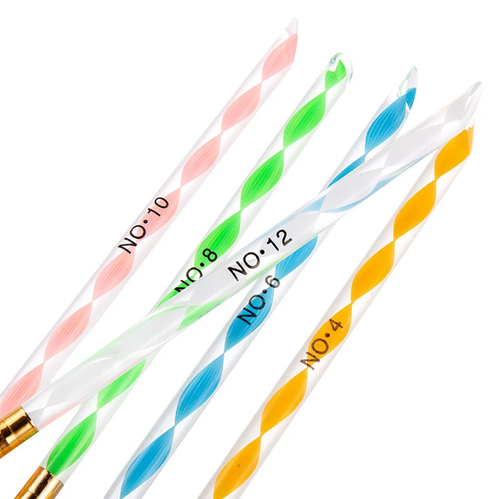 

2Sets Nail Art Crystal Pen Acrylic Brush Nail Carving Manicure Tools Portable Golden Silver Head Series for Professional Use