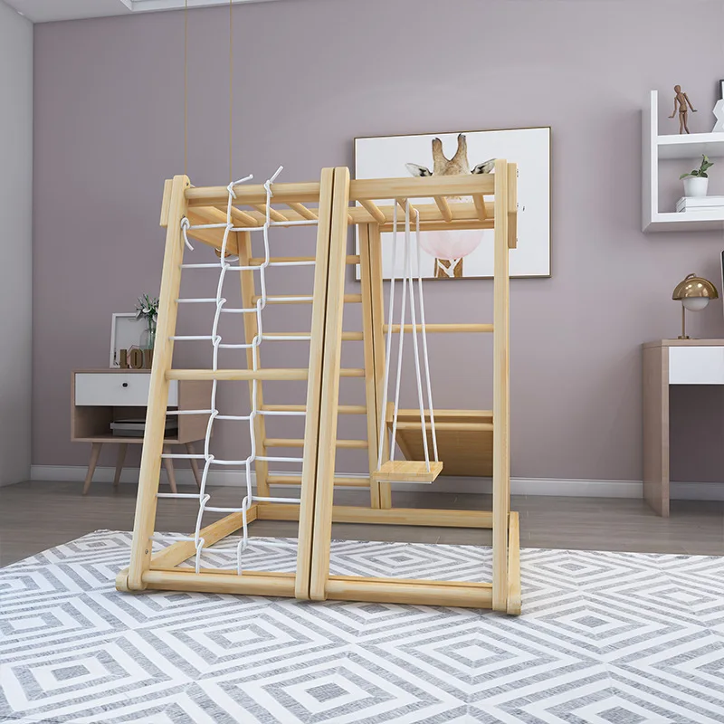 

Детская рама для скалолазания из цельного дерева, бытовая маленькая горка, комбинация сенсорных тренировок, интерактивная игра, деревянная рама