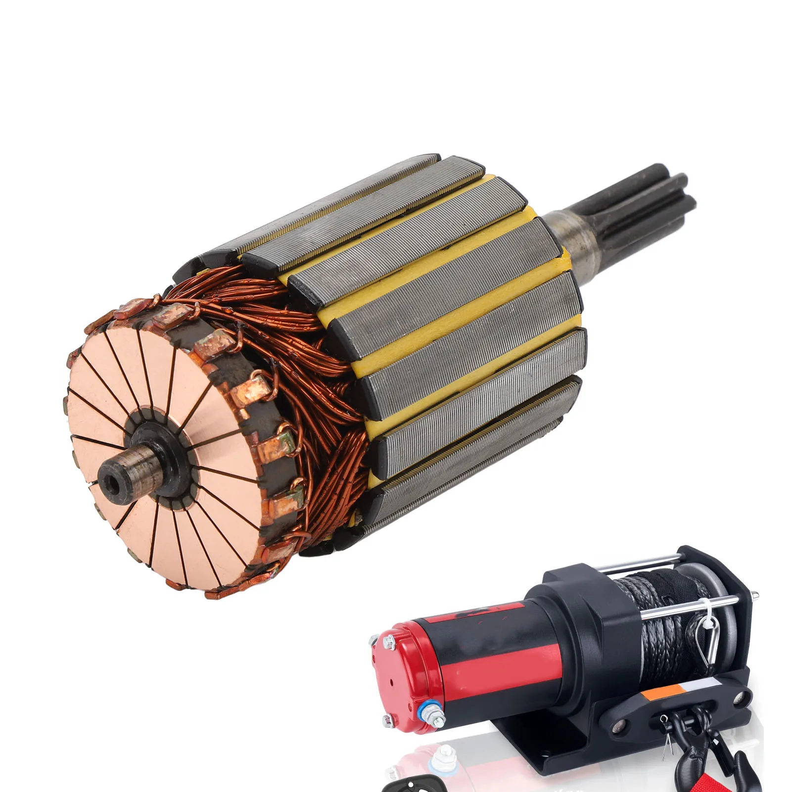 

DC12V Winch Motor Rotor - Heavy Duty Metal Replacement Part for 3000lb ATV & 4X4 Winch Systems