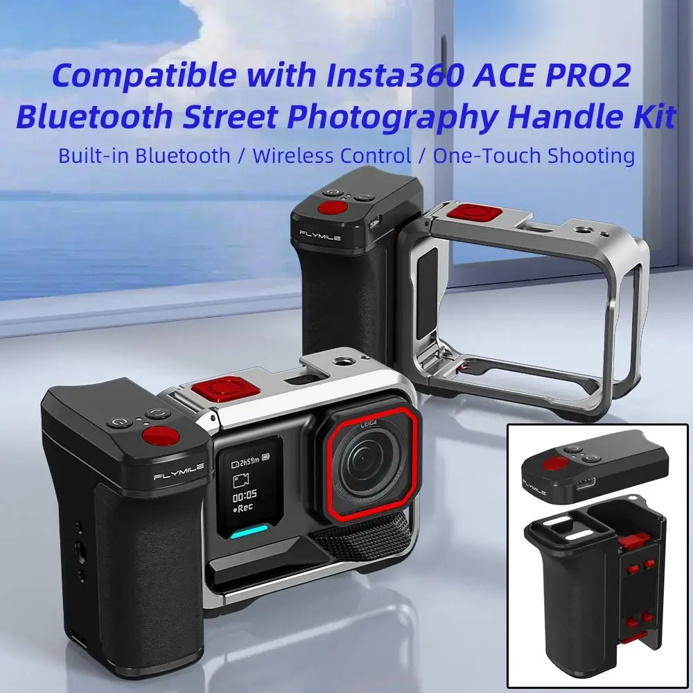 

Quick Release Bluetooth Street Camera Handle With Shutter Button Street Grip Holder for Insta360 X5/Ace Pro/Ace Pro 2