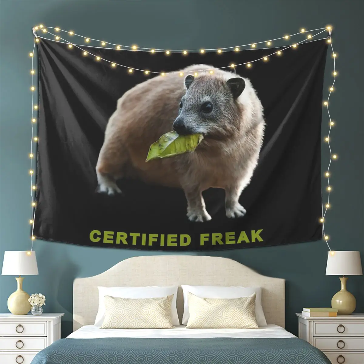 

Rock Hyrax Photo Certified Freak Vampire Tapestry Wall Hanging Aesthetic Home Decoration Tapestries for Living Room Bedroom