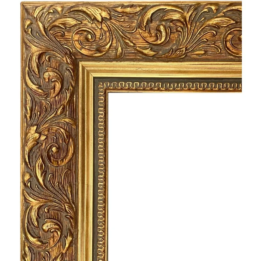 

French Ornate Embossed Wood Wall Picture Frame 2.5 Wide 8 x 10 Empty Frame Only No Plexiglass Antique Gold