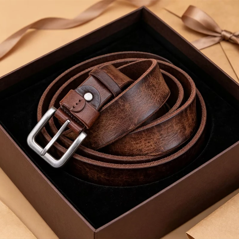DUGARY Men vintage Leather Belt Metal simplicity Business Fashion Classic brand leisure Cowskin Waist Strap Jeans Men Belt