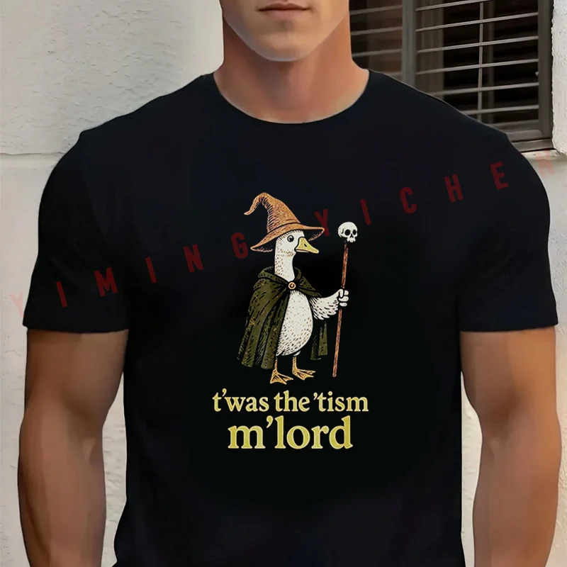 

TWAS Tism Lord Silly Goose Pattern Moto T-shirt Cotton Casual Summer Short Sleeve Men Tshirt Loose T Shirt Male Tees Top
