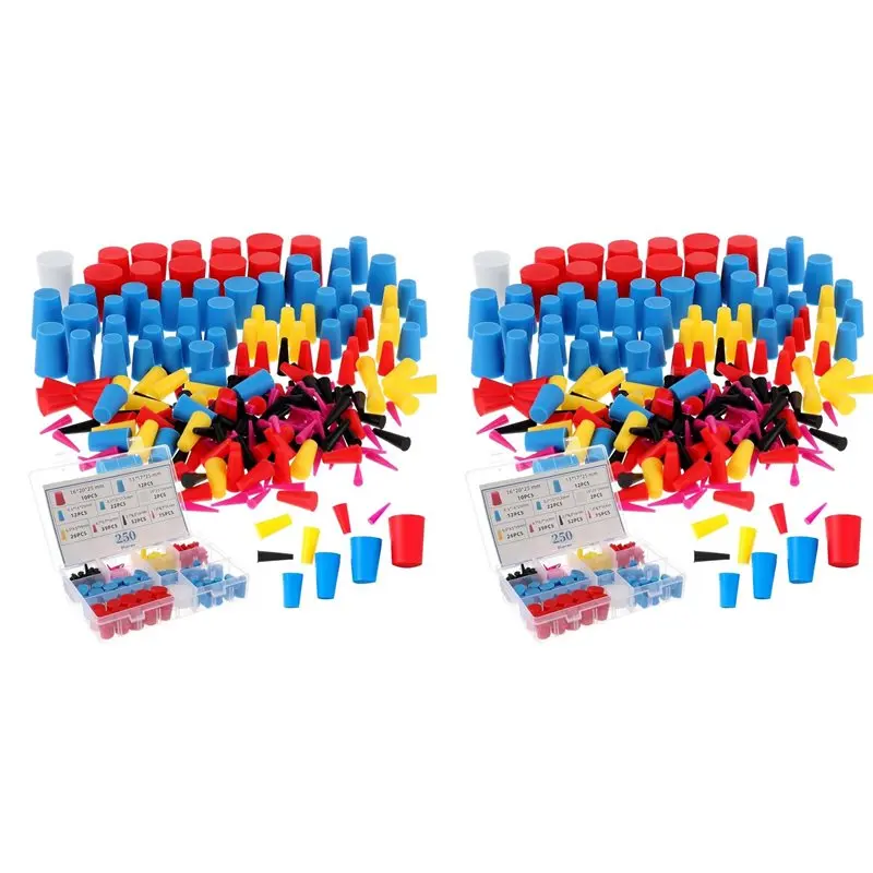 ABWR-500 Pcs Rubber Plugs Silicone Tapered Plug Kit 1/15In To 1In High Temp Stoppers For Coating, Hole, Painting Protection