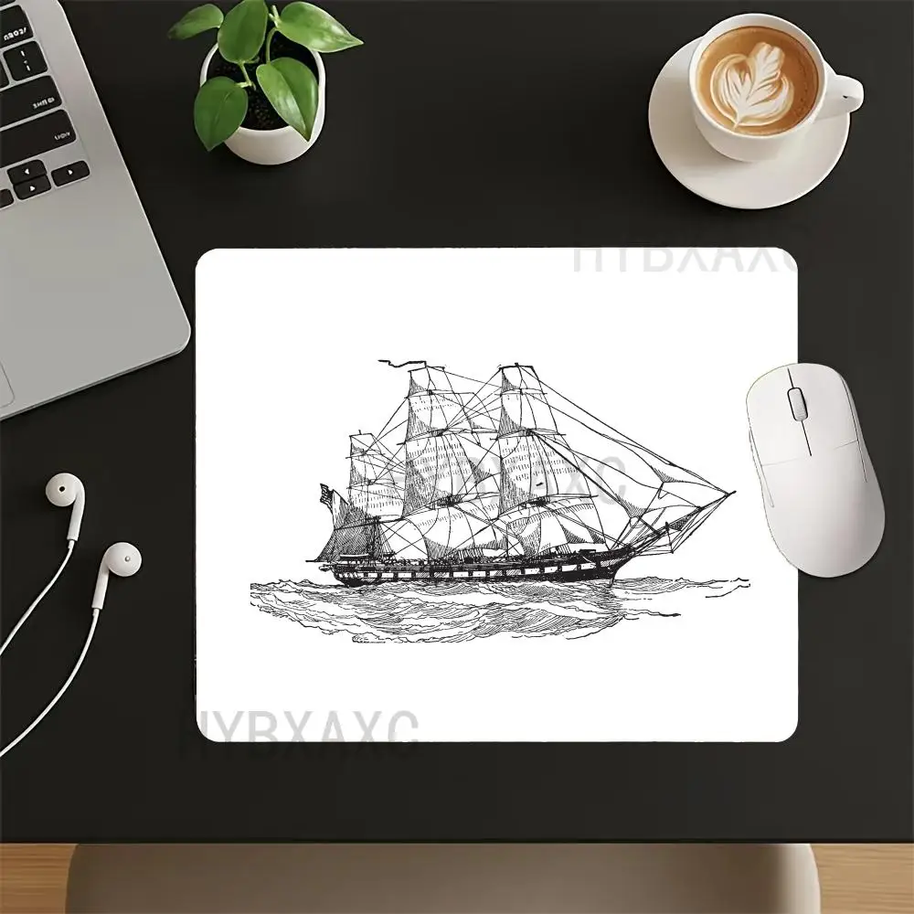

HYBXAXC Vintage Sailboat Blueprint Small Mouse Pad Waterproof Desk Mat for Nautical Lovers Extended Gaming Pad for PC & Laptop