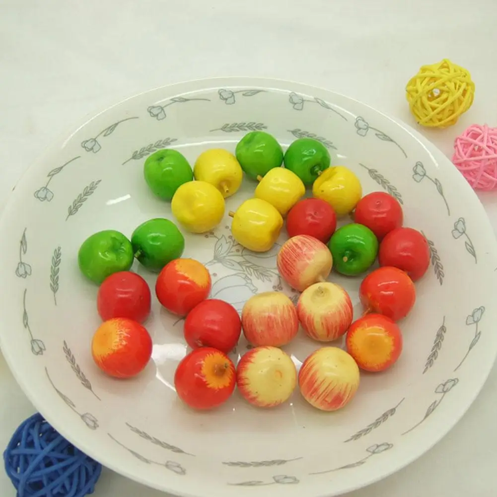 100 قطعة فاكهة رغوة اصطناعية صغيرة 2 سنتيمتر التفاح وهمية الغذاء نموذج الفواكه وهمية مضحك الفاكهة نموذج ديكور حديقة المنزل التصوير الدعائم
