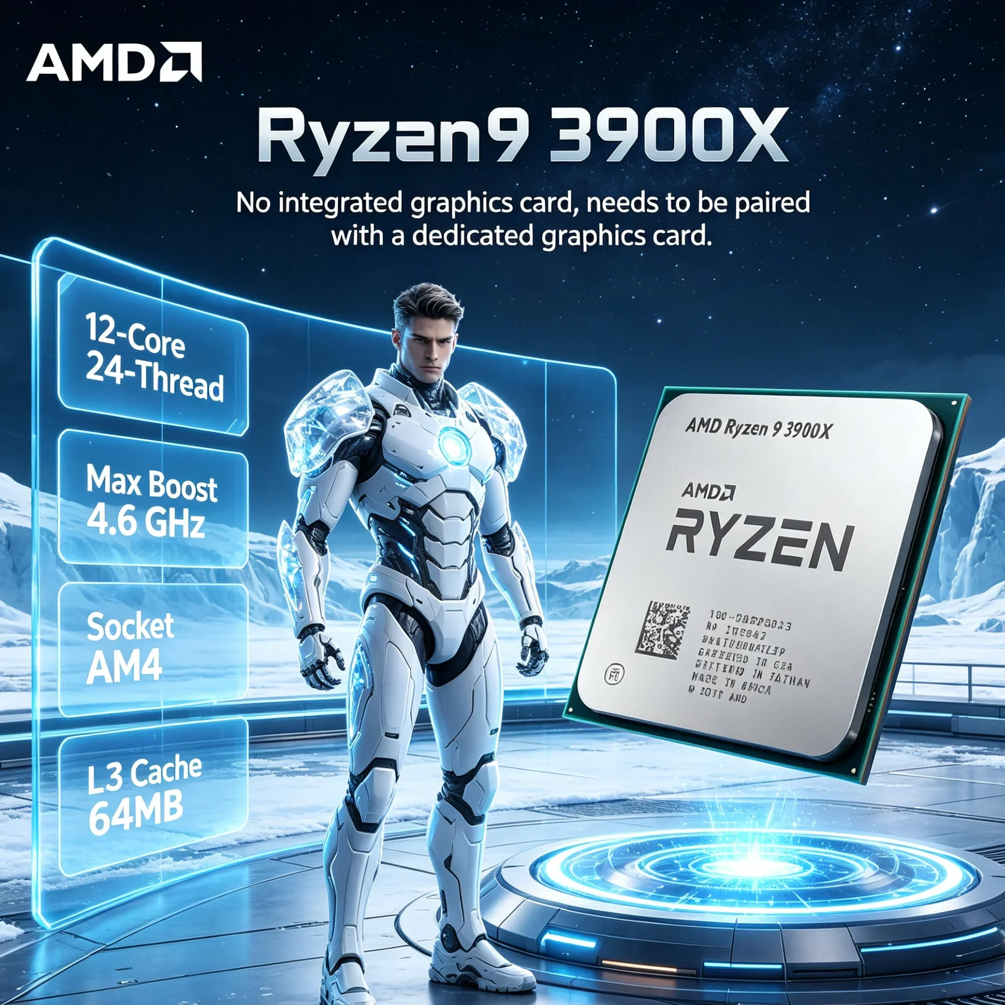 AMD Ryzen 9 3900X Processor CPU for Streaming 12 Core 24 Thread 3.8GHz 64MB L3 Cache AM4 DDR4 Desktop Gaming CPU Content Creator