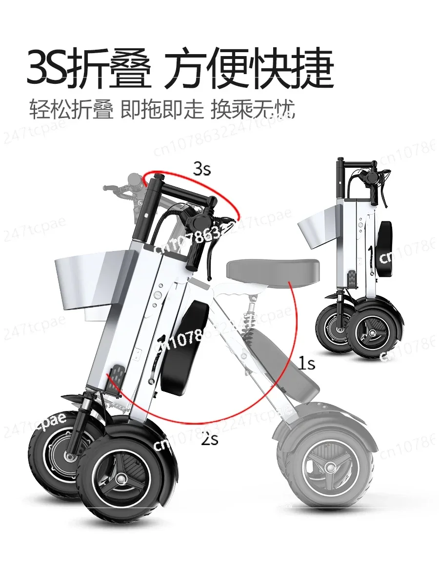 48V high-power foldable electric vehicle, portable, small, lightweight, mini three wheeled electric scooter X