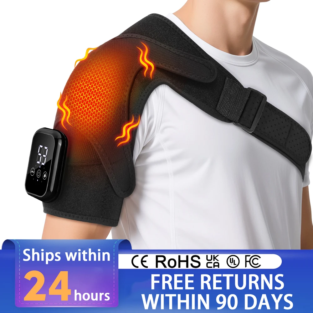 

Электрический нагревательный плечевой бандаж, светодиодный дисплей, вибрационный массажный пояс для плеч, ремень для ухода за суставными брекетами, расслабление мышц