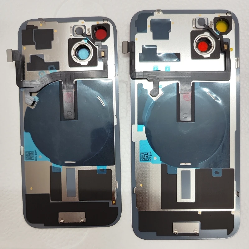 カメラレンズ付きリアカバー,iPhone 15,15 plus用磁気リング付き鉄板,バッテリー付きリアハウジング,交換用
