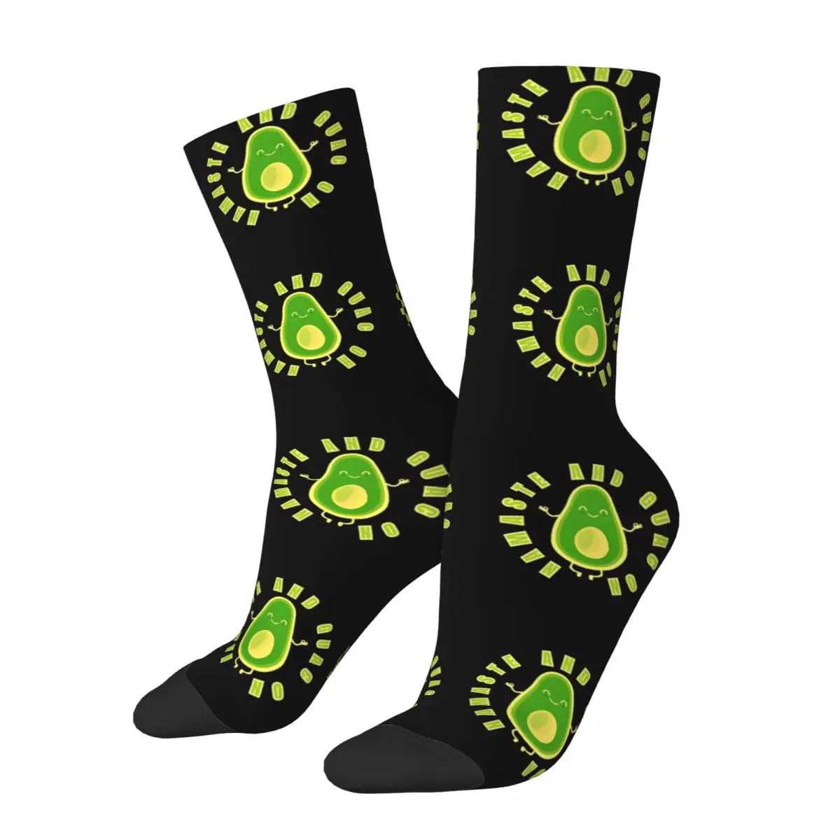 Funny Crazy Sock for Men Meditation Relaxing Hip Hop Vintage Avocado Yoga Happy Seamless Pattern Boys Crew compression Sock