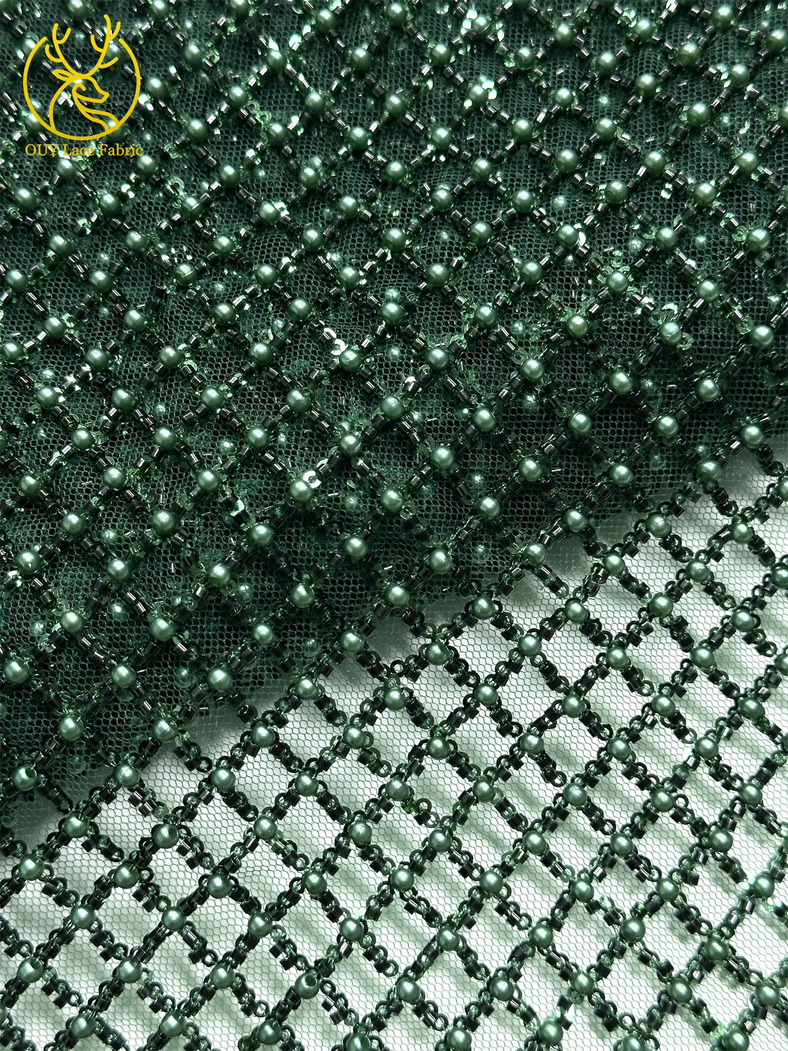 Luxuriöser Partykleid-Spitzenstoff, Tüll-Spitzenstoff mit Perlen, Hochwertiger Pailletten-Netz-Spitzenstoff für Hochzeitskleider, 5 Yards – Detail 27