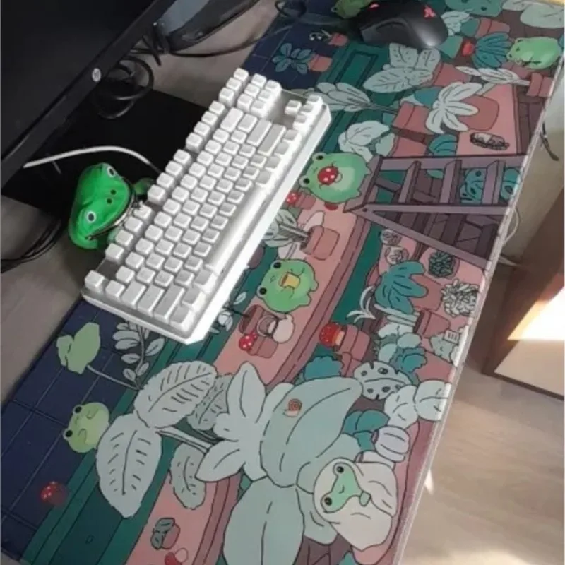 Alfombrilla de ratón Kawaii para Gamer, alfombrilla de teclado grande, alfombrilla de ratón para juegos, alfombra de mesa XXL, rosa, 900x400mm